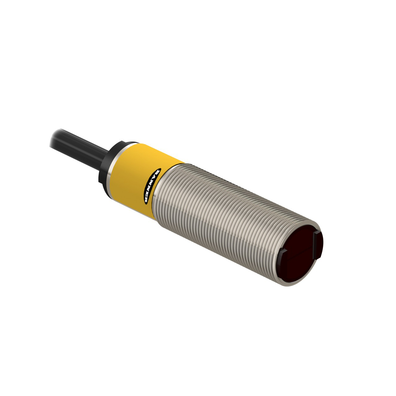 Banner Engineering Photoelectric Sensor; Fixed-Field Background Suppression; 18mm Barrel; 100mm Cutoff Range; 10-30VDC; NPN; LO/DO Configurable; 30 ft. Potted Cable